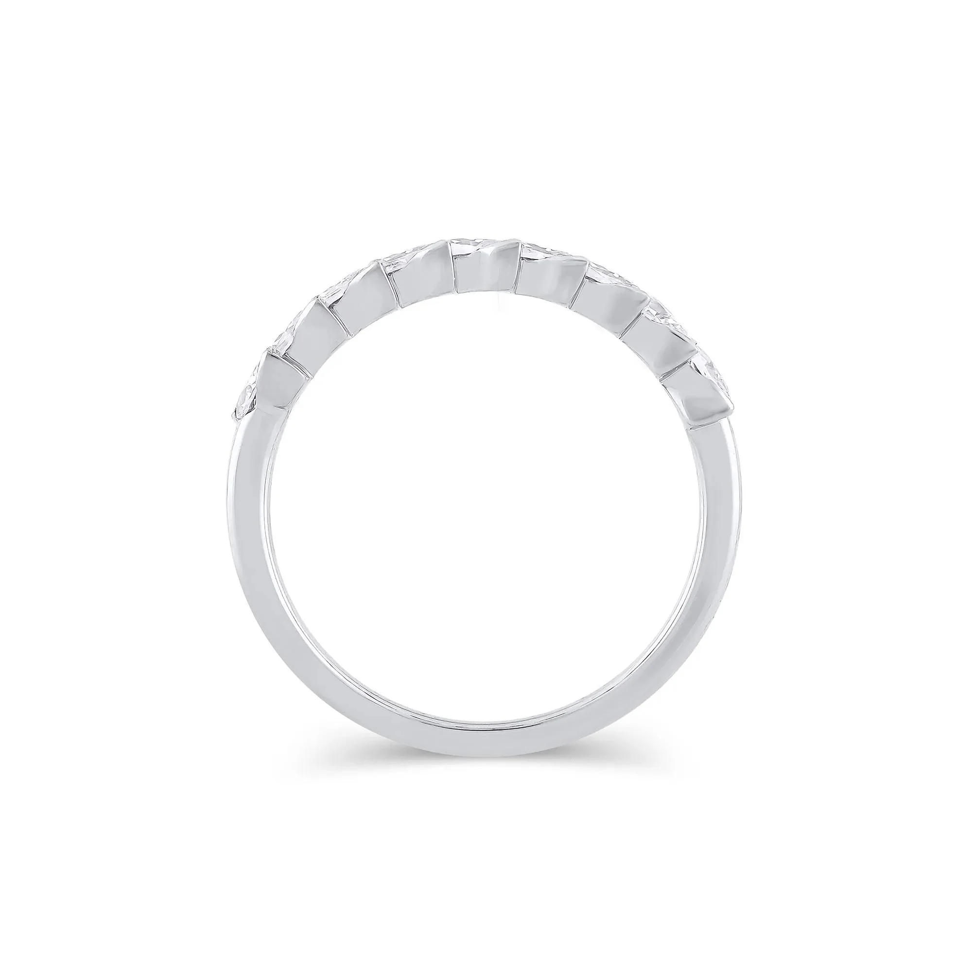 1 CT. Tw. Lab Grown Diamond Marquise Slant Anniversary Band Ring 10K White Gold Size 5.5 4.5mm - Image 2